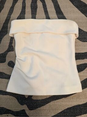 Soft Cream Strapless Fold-Over Tube Top